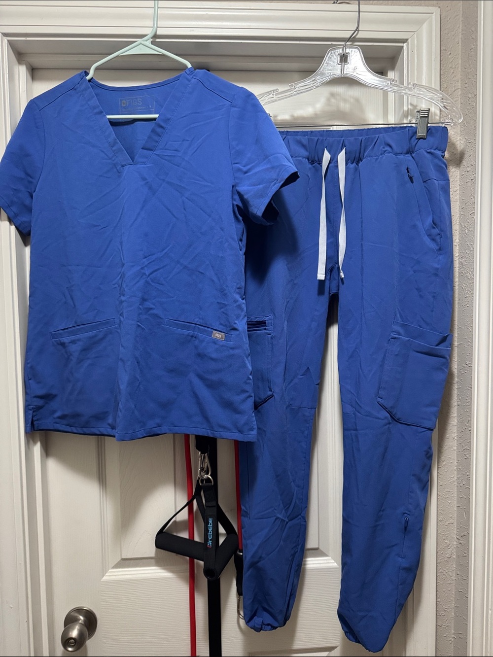 Figs Royal Blue Women's Scrub Top & Drawstring Jogger Pants